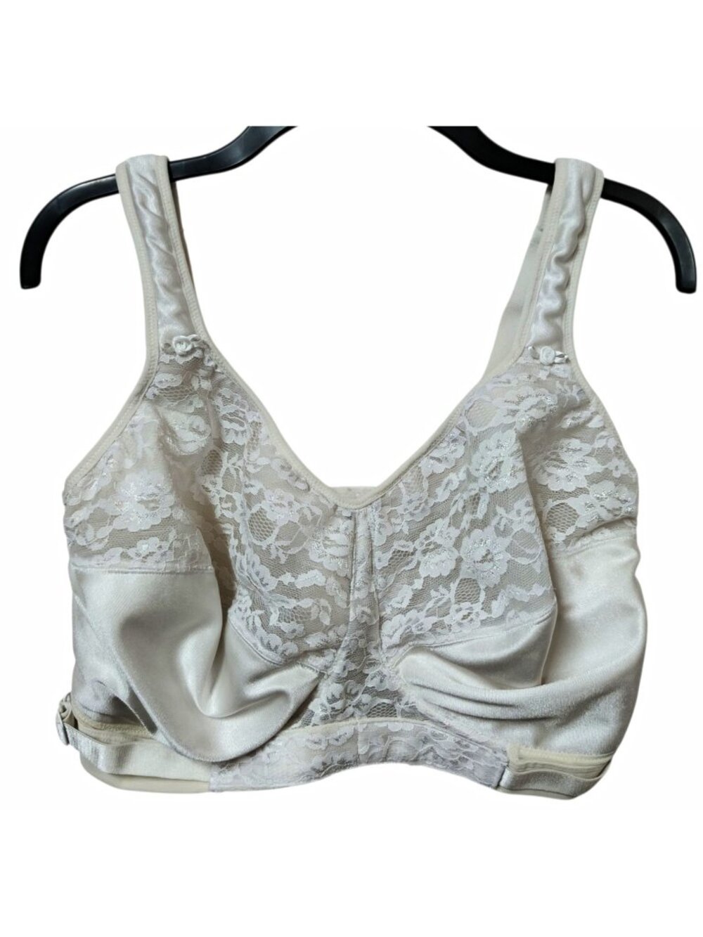 Comfort Choice 46G Bra White Wireless Lace Back Support Posture Plus Size